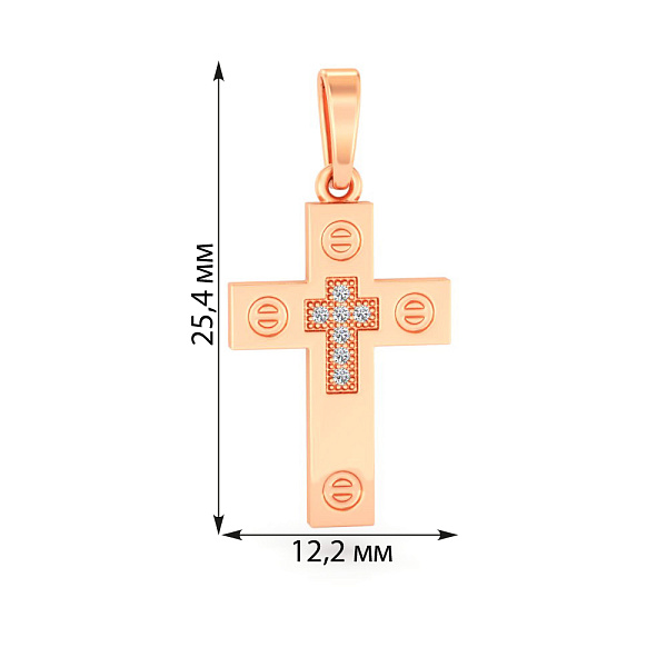 Золотий хрестик з фіанітами (арт. 440886) – зображення 2