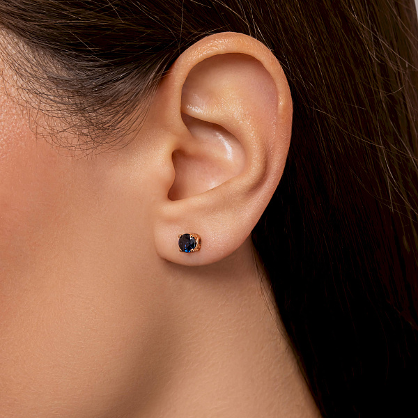 Золоті сережки пусети з сапфіром (арт. 111011Пс) – зображення 3