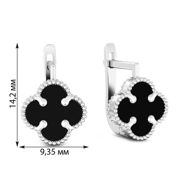 Золотые серьги с ониксом (арт. 110715/8бо) – изображение 2