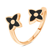 Фото Каблучка «Квіти» з емаллю з червоного золота (арт. 154449еч)