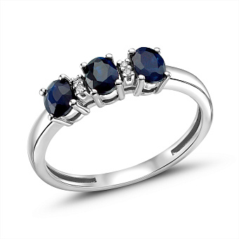 Золотое кольцо с сапфиром и бриллиантами (арт. К011106бс)