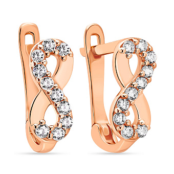 Фото Серьги "Бесконечность" из красного золота с фианитами  (арт. 108606)