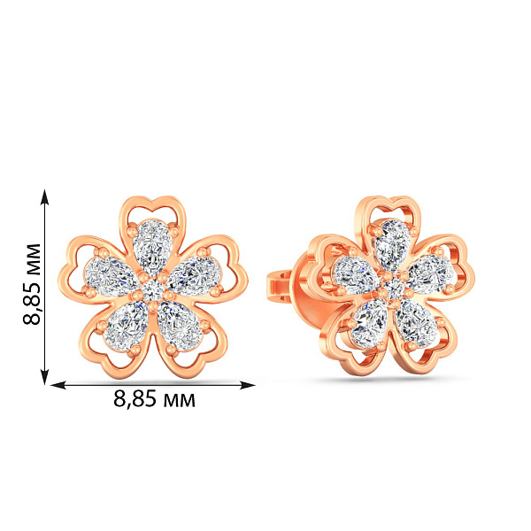Золотые серьги Цветочки с фианитами (арт. 110004) – изображение 2
