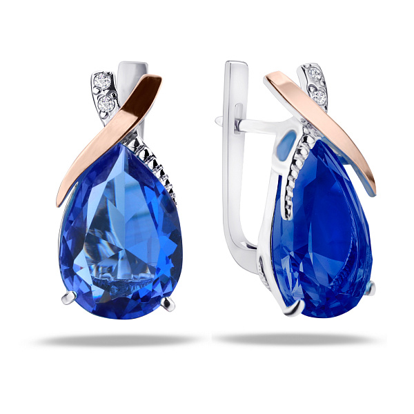 Срібні сережки з танзанітом і фіанітами (арт. 7202/226тзнссп) – зображення 1
