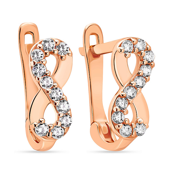 Серьги "Бесконечность" из красного золота с фианитами  (арт. 108606) – изображение 1