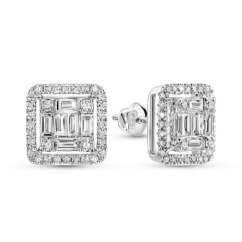 Фото Серьги-пусеты из белого золота с бриллиантами  (арт. С341456100б)