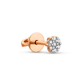 Фото Золота cережка в одне вухо з діамантами (арт. Т011166005Я)