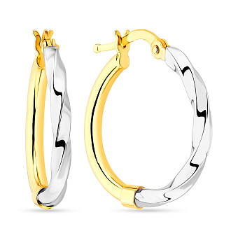 Серьги-кольца из желтого и белого золота (арт. 108185/20жб)