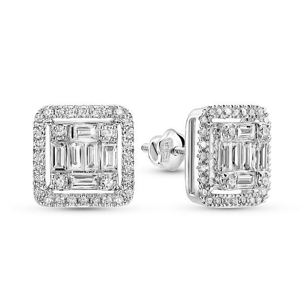 Серьги-пусеты из белого золота с бриллиантами  (арт. С341456100б) – изображение 1