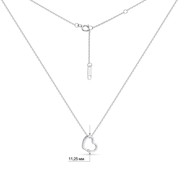 Серебряное колье "Сердце" с фианитом (арт. 7507/1341) – изображение 3