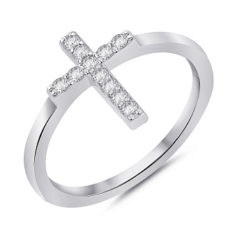 Фото Срібна каблучка Хрестик з фіанітами (арт. 7501/8168)