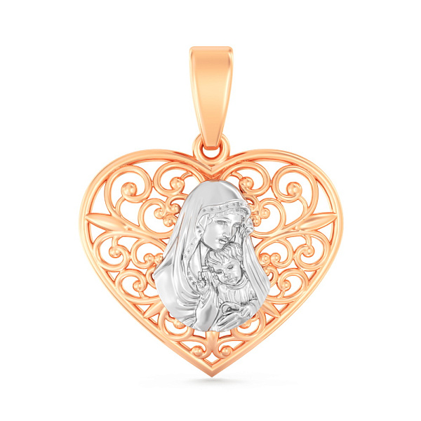 Золота ладанка Божа Матір з немовлям (арт. 440929кб) – зображення 1