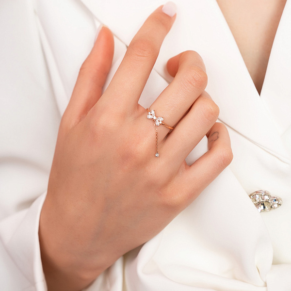 Золота каблучка Бантики з підвіскою (арт. 141304) – зображення 4