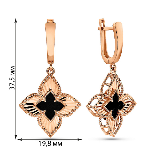 Золотые серьги Клевер с ониксом (арт. 1091402/20о) – изображение 5