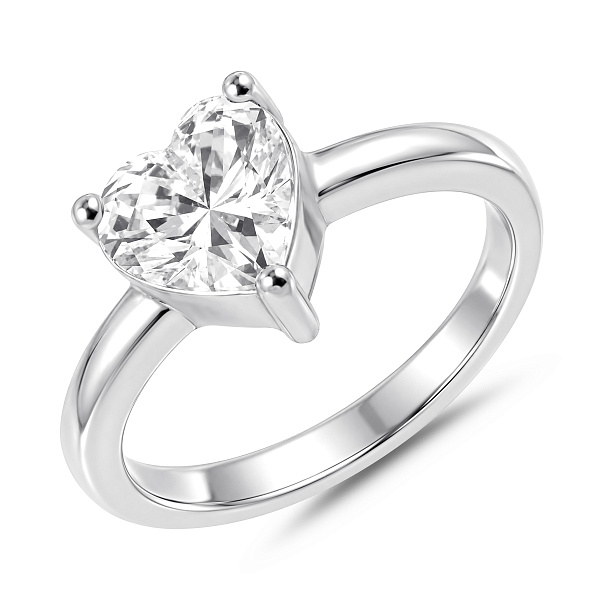 Серебряное кольцо сердце с фианитом (арт. 7501/6728) – изображение 1