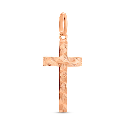 Крестик из красного золота с алмазной гранью (арт. 424875)