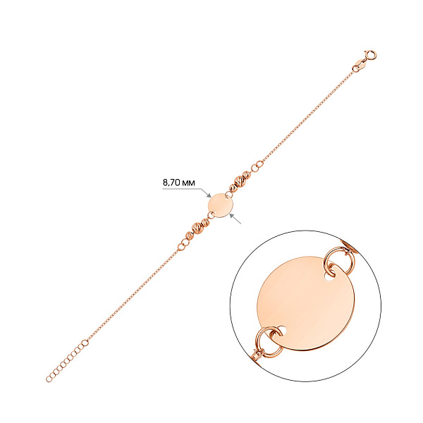 Браслет з червоного золота "Монета" (арт. 325642/9) – зображення 3