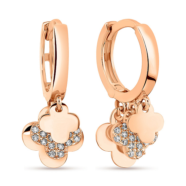 Сережки-підвіски з золота з фіанітами (арт. 108363/15) – зображення 1