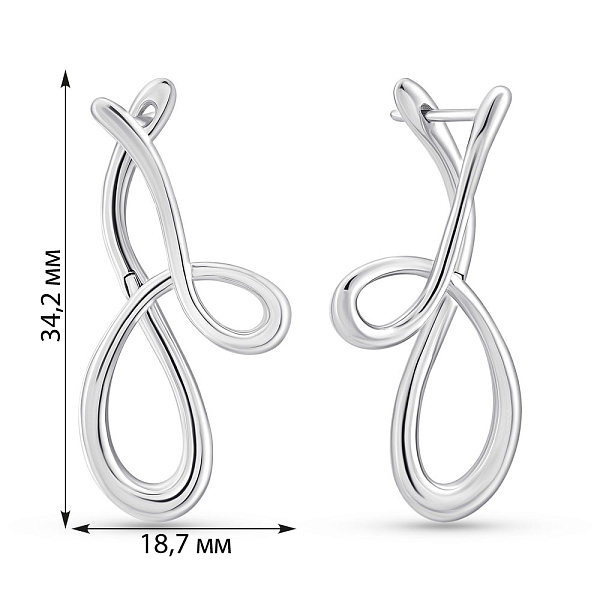 Серебряные серьги без камней (арт. 7502/9801) – изображение 3