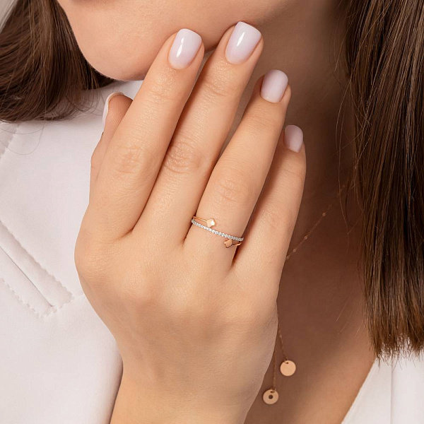 Кольцо из красного золота с фианитами (арт. 140023) – изображение 2