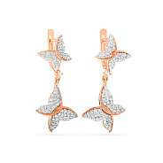 Золоті сережки підвіски «Метелики» з фіанітами (арт. 110150)