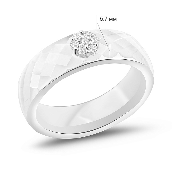 Каблучка з кераміки і золота з діамантами (арт. К011229005бба) – зображення 5