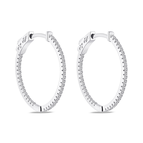 Серебряные серьги-кольца с дорожками из фианитов (арт. 7502/2809/25) – изображение 1