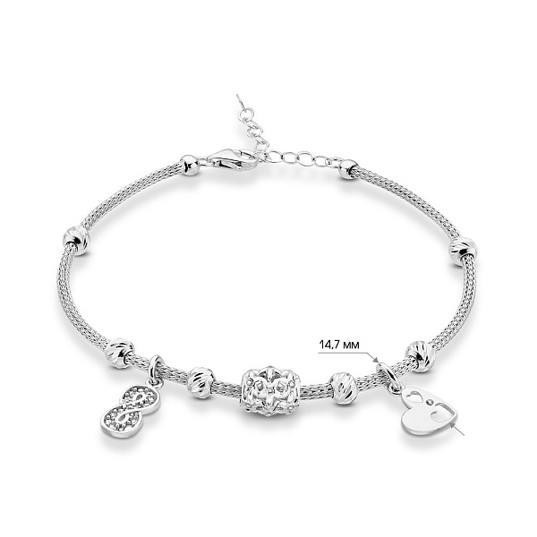 Браслет из белого золота с подвеской и фианитами (арт. 325065бП2) – изображение 4