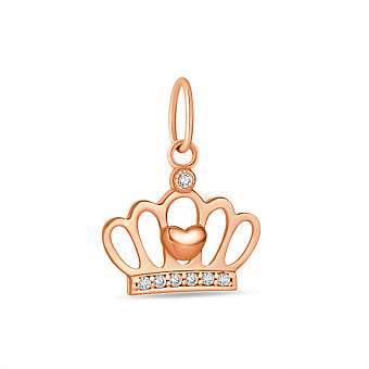 Фото Кулон Корона из красного золота с фианитами (арт. 422426)
