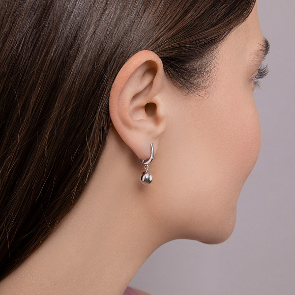 Сережки шарики из белого золота (арт. 110521/7б) – изображение 3