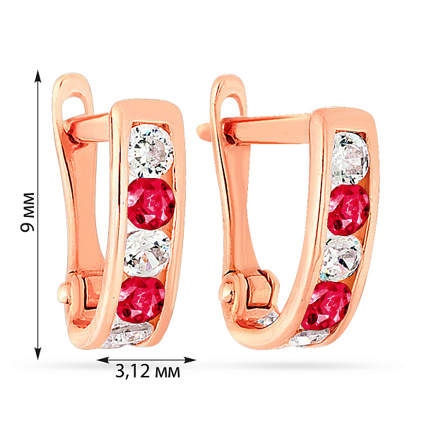 Детские золотые серьги с красными фианитами (арт. 110144к) – изображение 2
