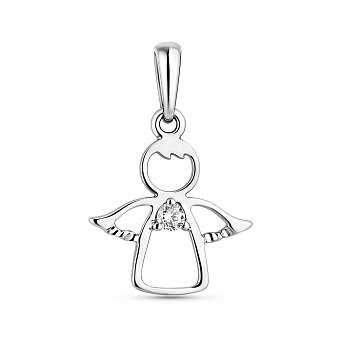 Фото Підвіска Янгол з білого золота з фіанітом (арт. 440646б)