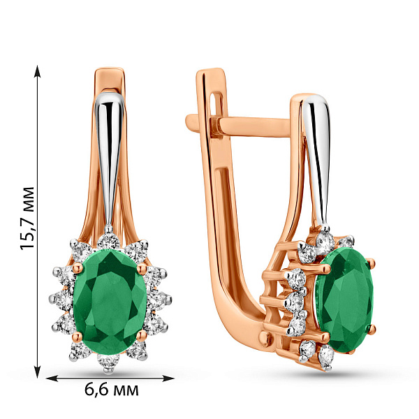 Сережки золотые с изумрудом и бриллиантами (арт. С011157и) – изображение 3