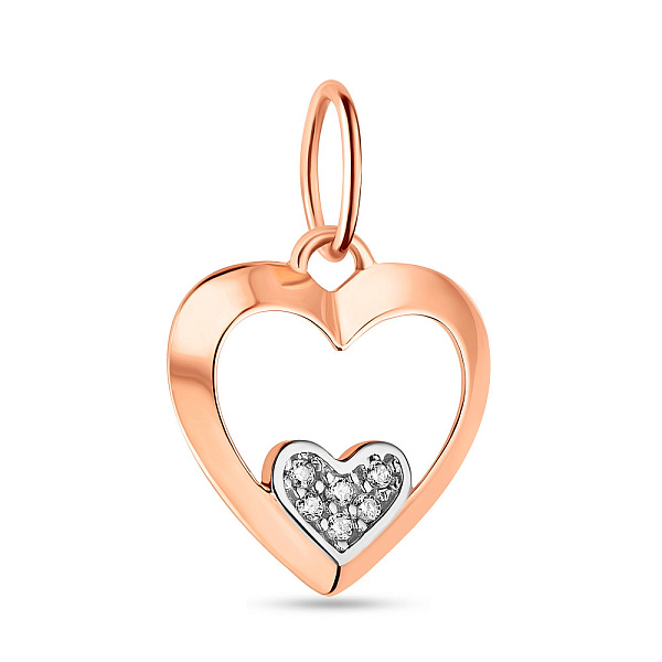 Подвес "Сердце" из красного золота (арт. 424038) – изображение 1