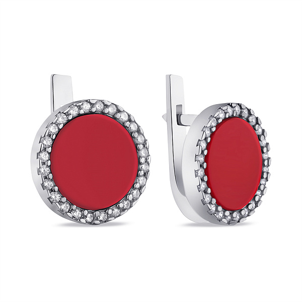 Серебряные серьги с кораллом (арт. 7502/А223Крксю) – изображение 1