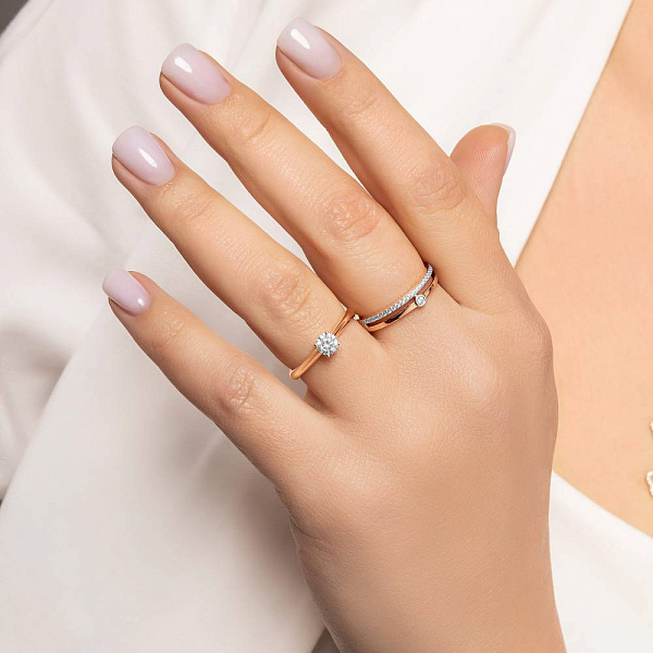 Золотое помолвочное кольцо с фианитом (арт. 140569) – изображение 2