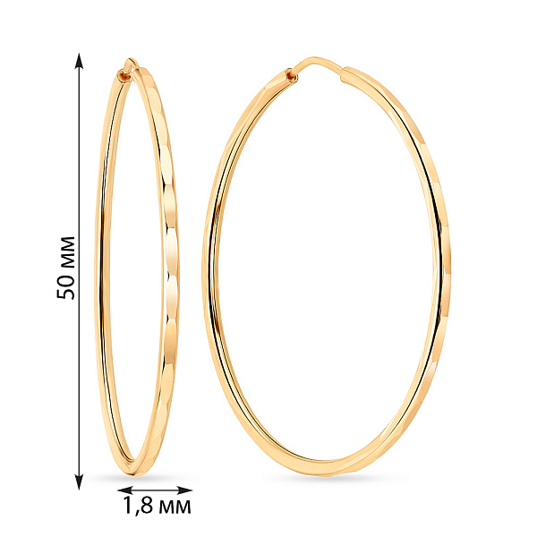 Сережки-кольца из желтого золота (арт. 100033/50ж) – изображение 2