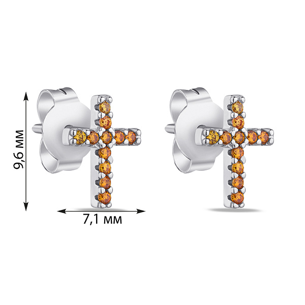 Пусеты Крестики из серебра  (арт. 7518/5101аж) – изображение 2