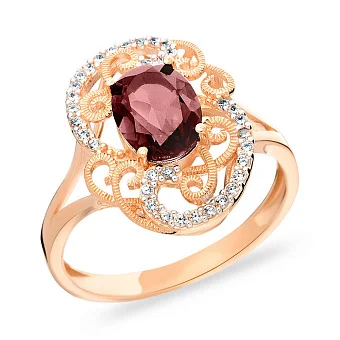 Золота каблучка з рожевим кварцом (арт. 140668ПрГ)