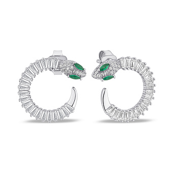 Фото Срібні сережки-пусети з альпінітами і фіанітами (арт. 7518/7260аз)