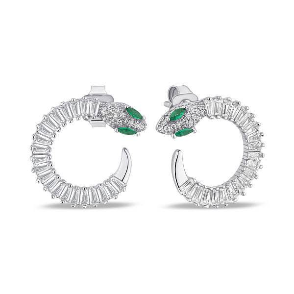 Срібні сережки-пусети з альпінітами і фіанітами (арт. 7518/7260аз) – зображення 1