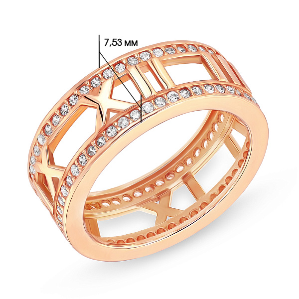 Каблучка з червоного золота з фіанітами (арт. 153859) – зображення 2