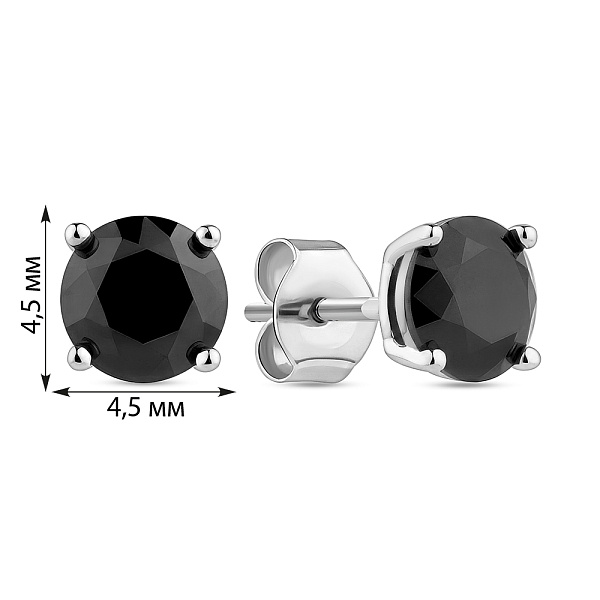 Серебряные серьги пусеты с черными фианитами (арт. 7518/247/3ч) – изображение 2