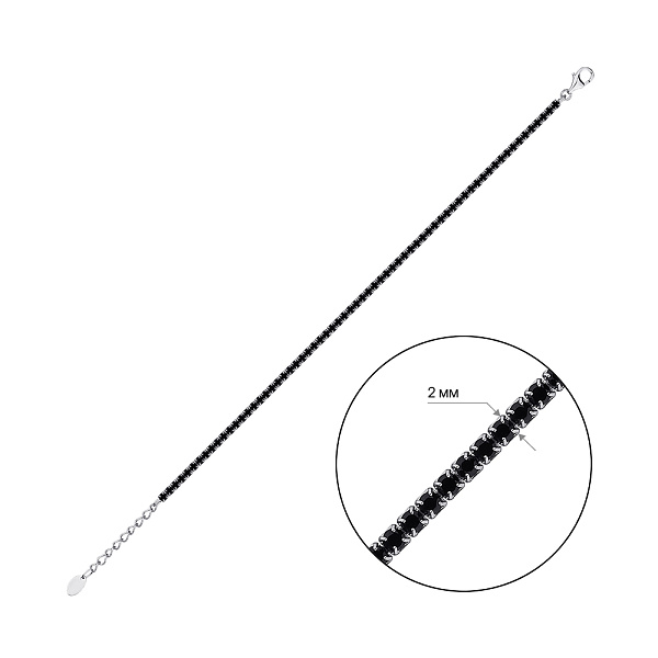 Браслет из серебра с черными фианитами (арт. 7509/1218/1ч) – изображение 2