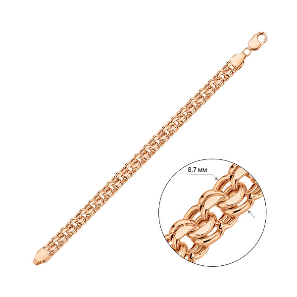 Золотий ланцюговий браслет плетіння Бісмарк (арт. 310318) – зображення 5