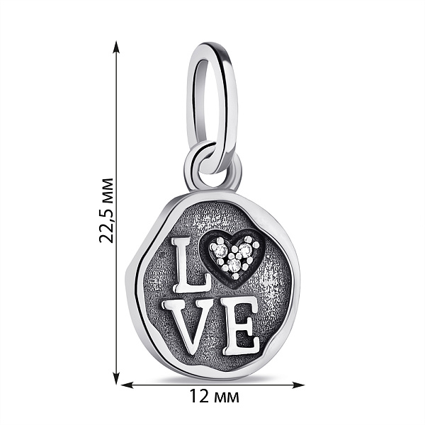 Серебряный подвес Love с фианитами (арт. 7903/4129) – изображение 2