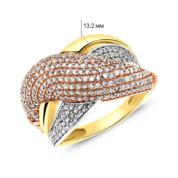 Золотое кольцо с россыпью фианитов (арт. 151859ж) – изображение 2