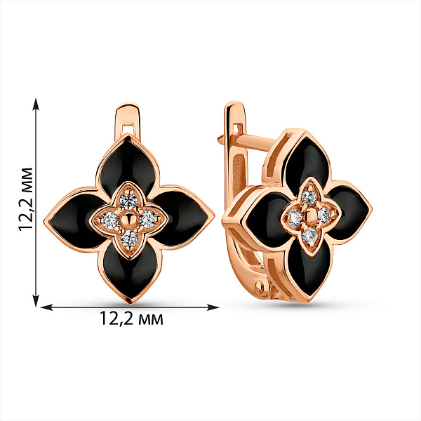 Золоті сережки з емаллю і фіанітами (арт. 2111560101) – зображення 2