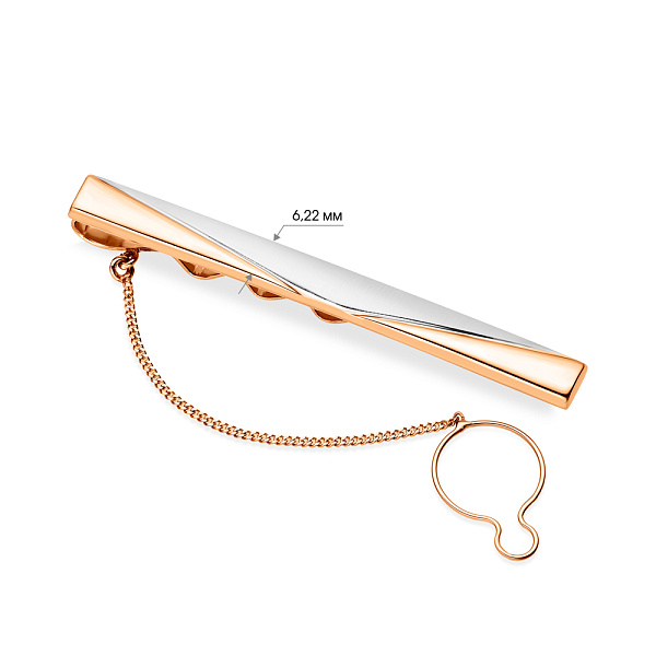 Золотий затискач для краватки з родіюванням без каменів (арт. 200004р) – зображення 2