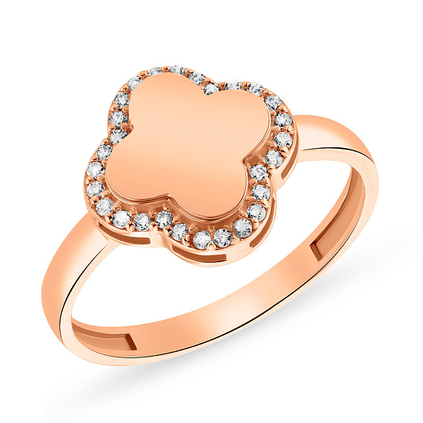 Кольцо "Клевер" из золота с фианитами (арт. 154284/15) – изображение 1